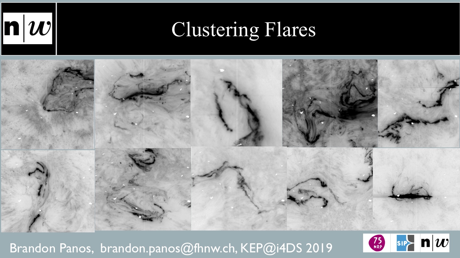 Clustering Flares, presentation about research for the NFP75 project IRIS Big Data by Brandon Panos, KEP@I4DS 2019